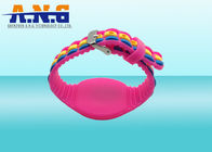 Passive Adjustable Silicone Rfid Wristbands , Waterparks wristband rfid Pink