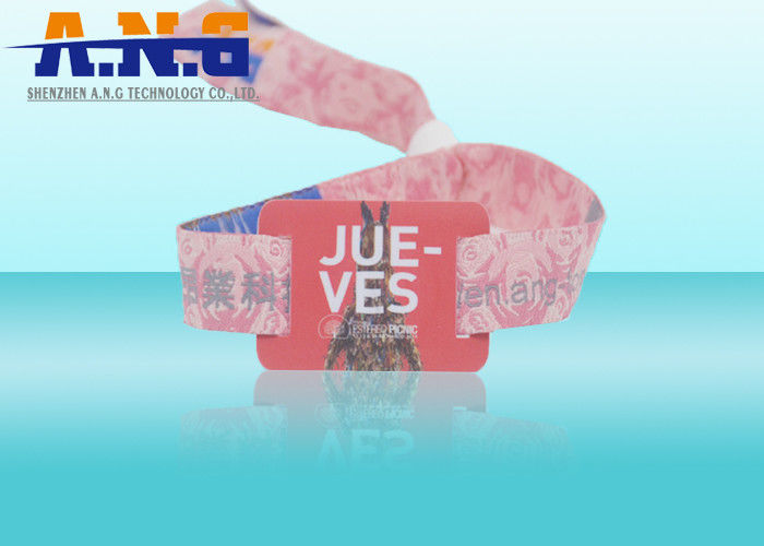 Full Color Odorless Rfid Woven Bracelets / Security Rfid Concert Wristbands