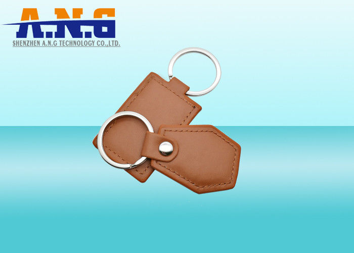 Custom 125khz 1 Rfid Key Fob , Printable Brown Leather Rfid Key Chain