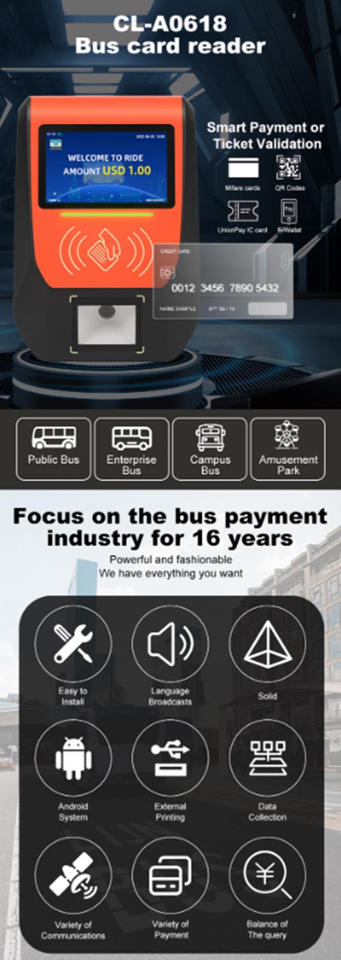 Android 4G Transport Validator NFC Reader Qr Code Bus Validator